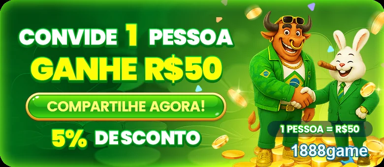 Promoção de indicação do 1888game com personagens animados.