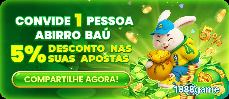 Coelho feliz oferecendo 5% de desconto nas apostas na 1888game.